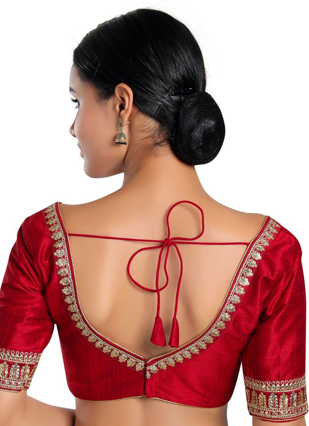 Blouse Silk Maroon Embroidered Blouse