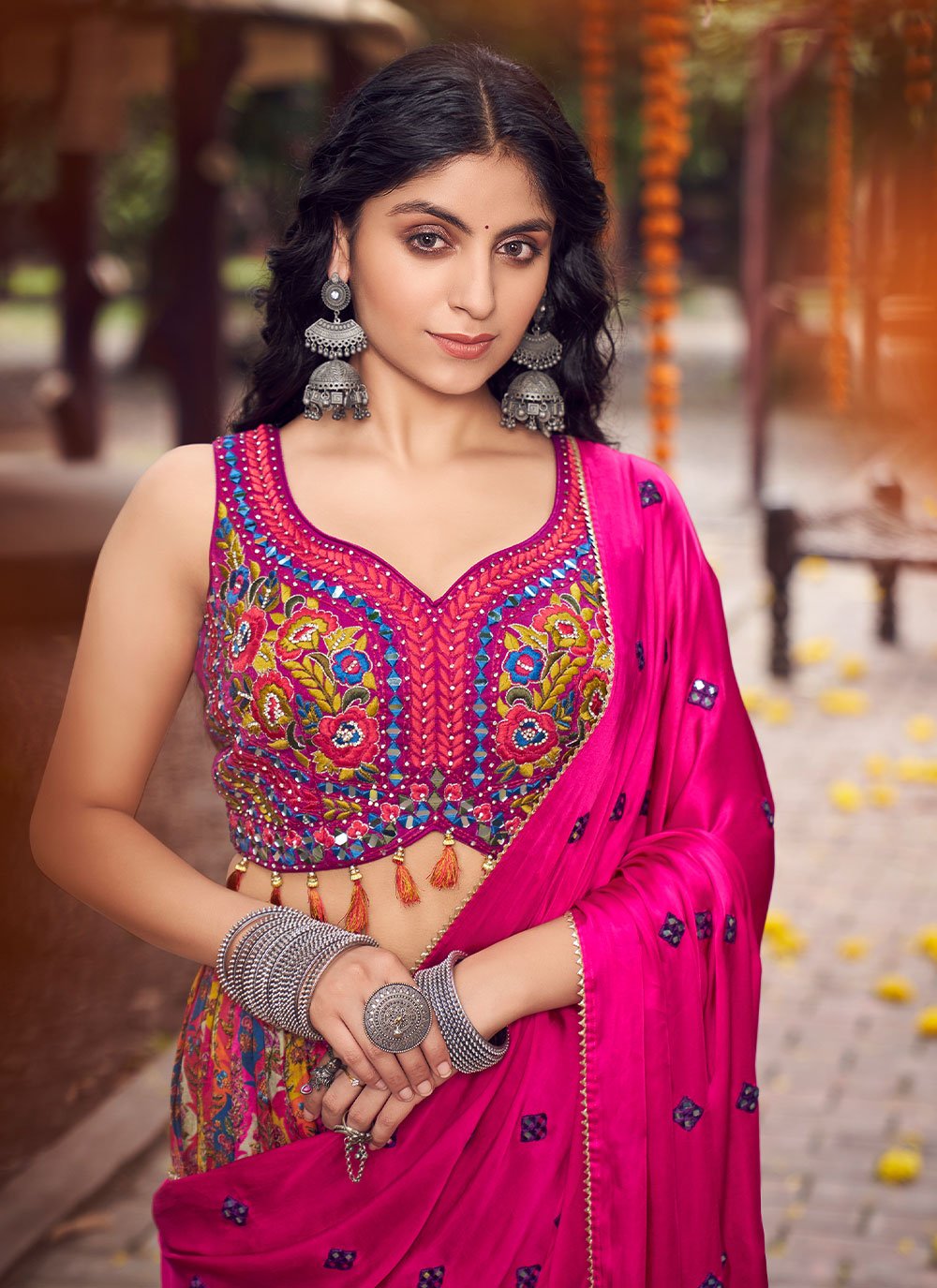 Lehenga Choli Silk Multi Colour Embroidered Lehenga Choli