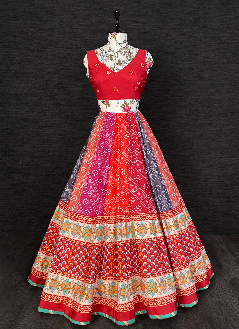 Lehenga Choli Silk Multi Colour Print Lehenga Choli