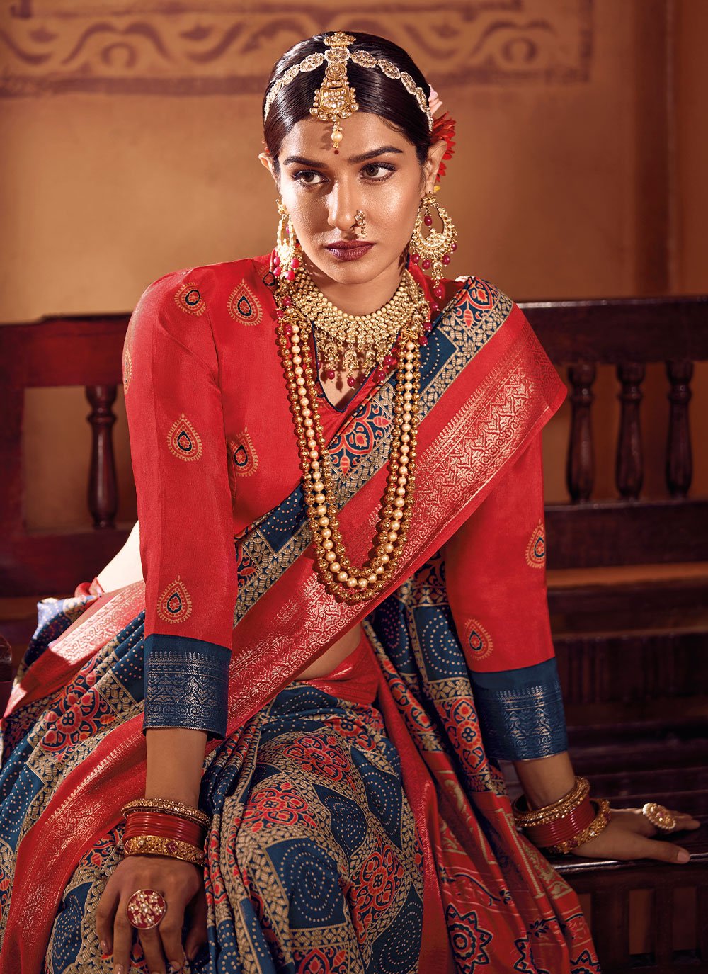 Contemporary Silk Multi Colour Foil Print Saree