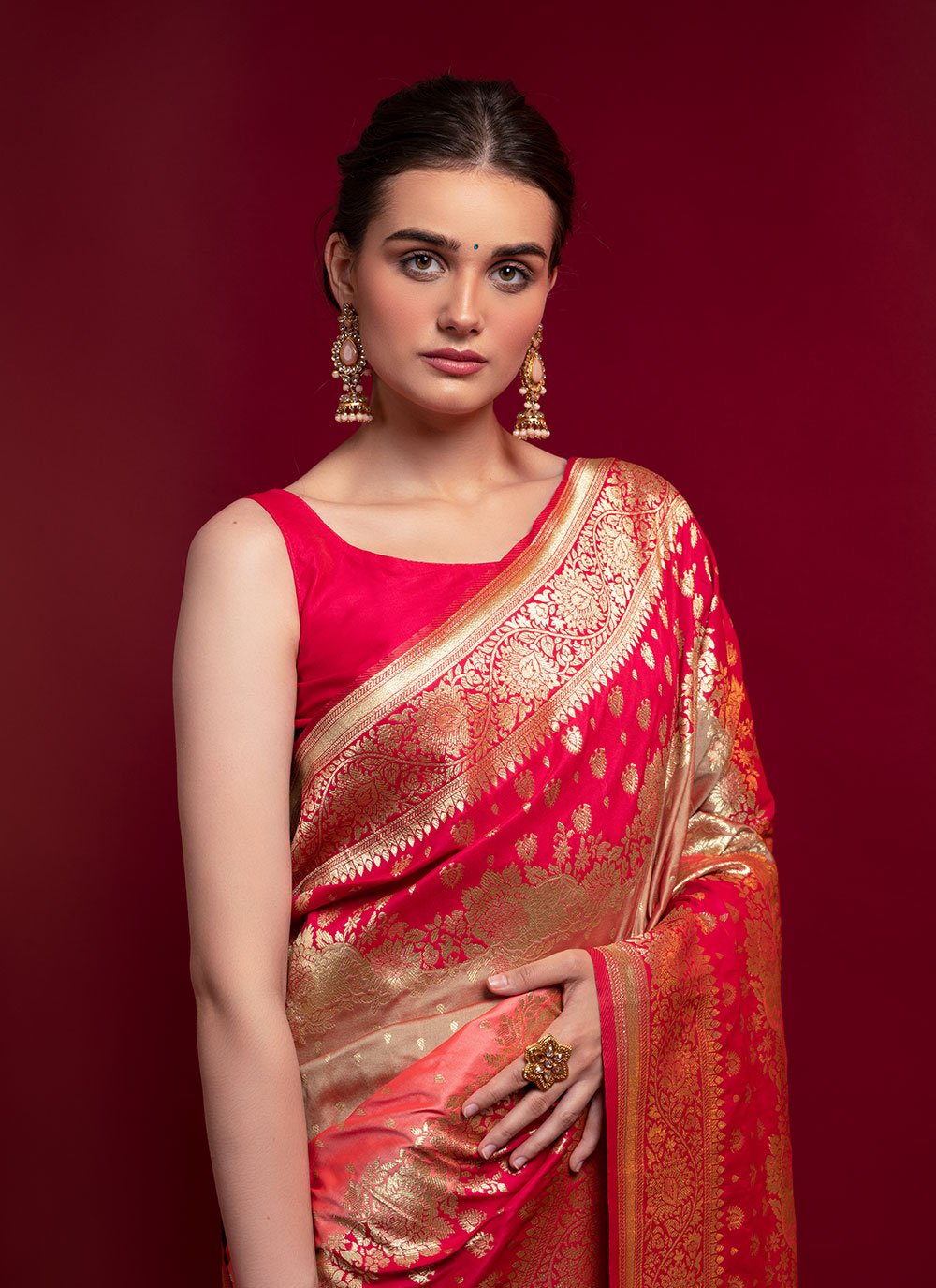 Classic Silk Pink Weaving Saree