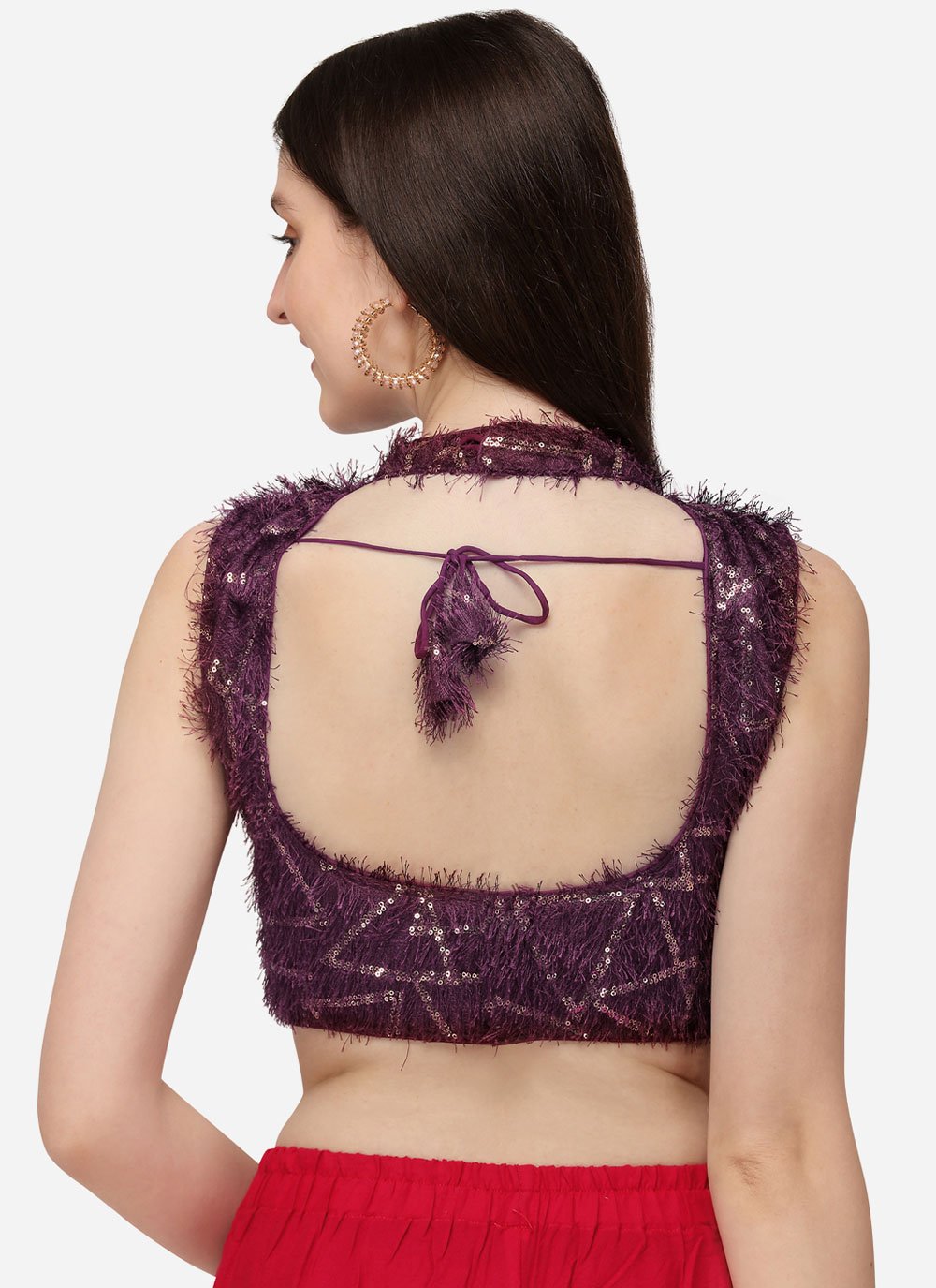 Designer Blouse Silk Purple Sequins Blouse