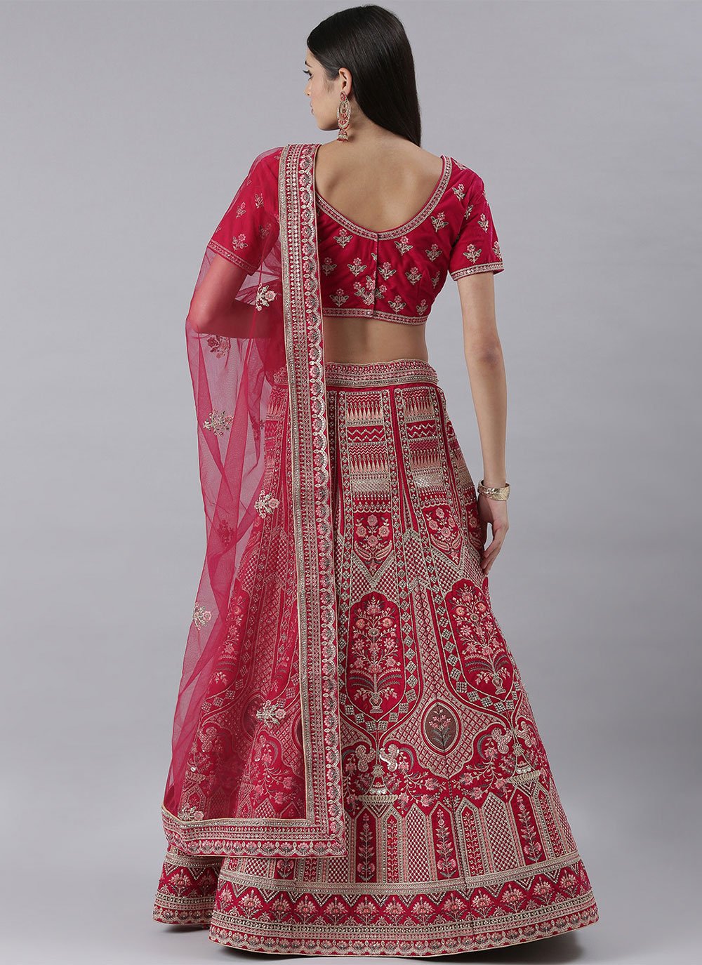 Lehenga Choli Silk Pink Embroidered Lehenga Choli