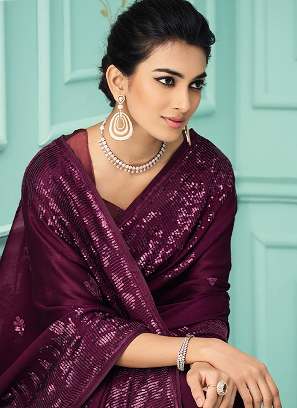 Classic Silk Purple Embroidered Saree