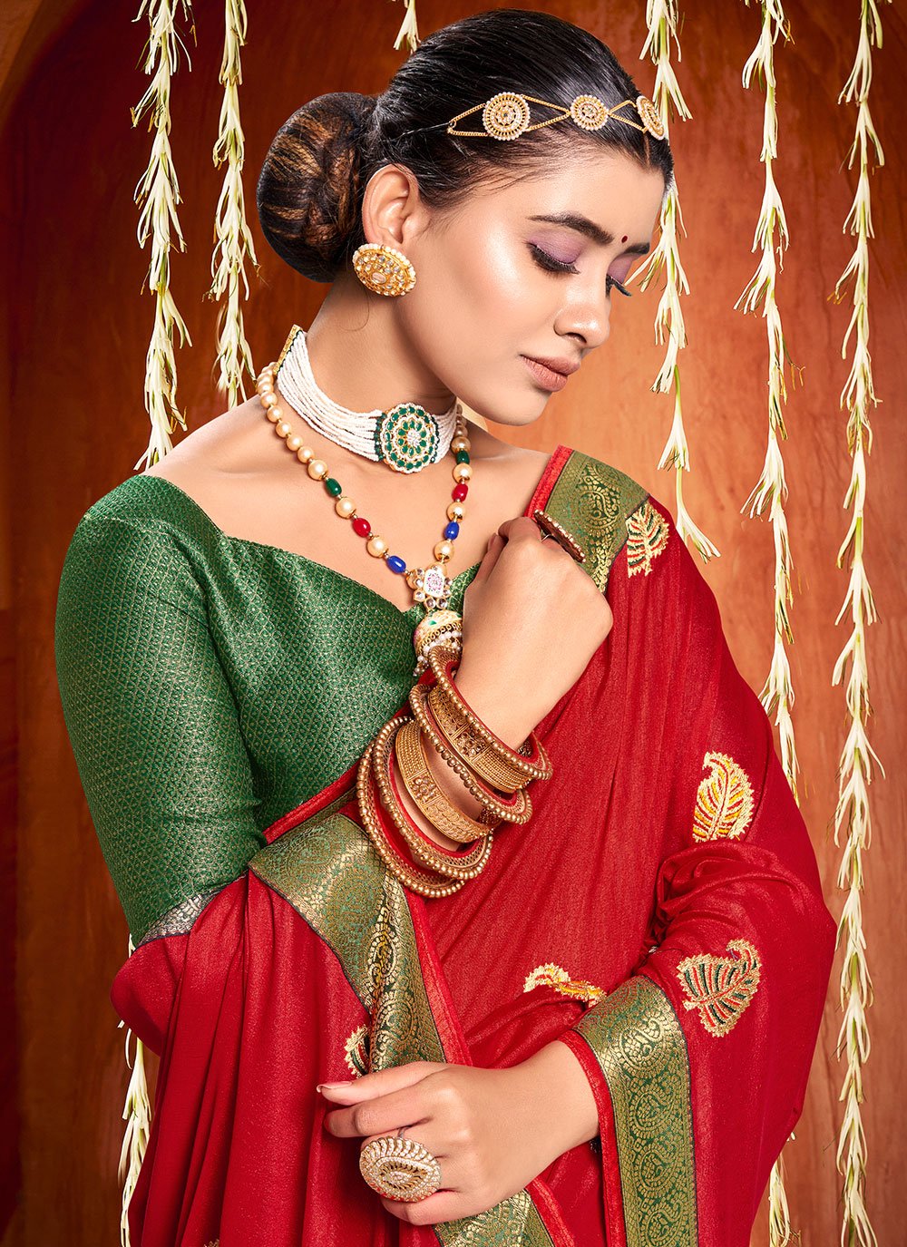 Classic Silk Red Weaving Saree