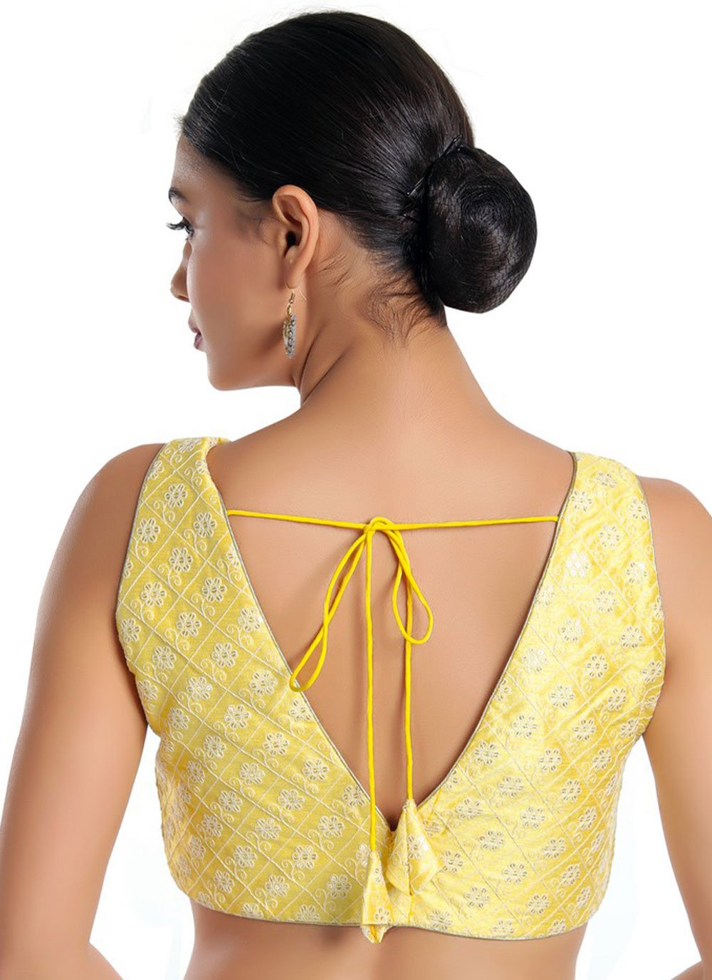 Designer Blouse Silk Yellow Weaving Blouse