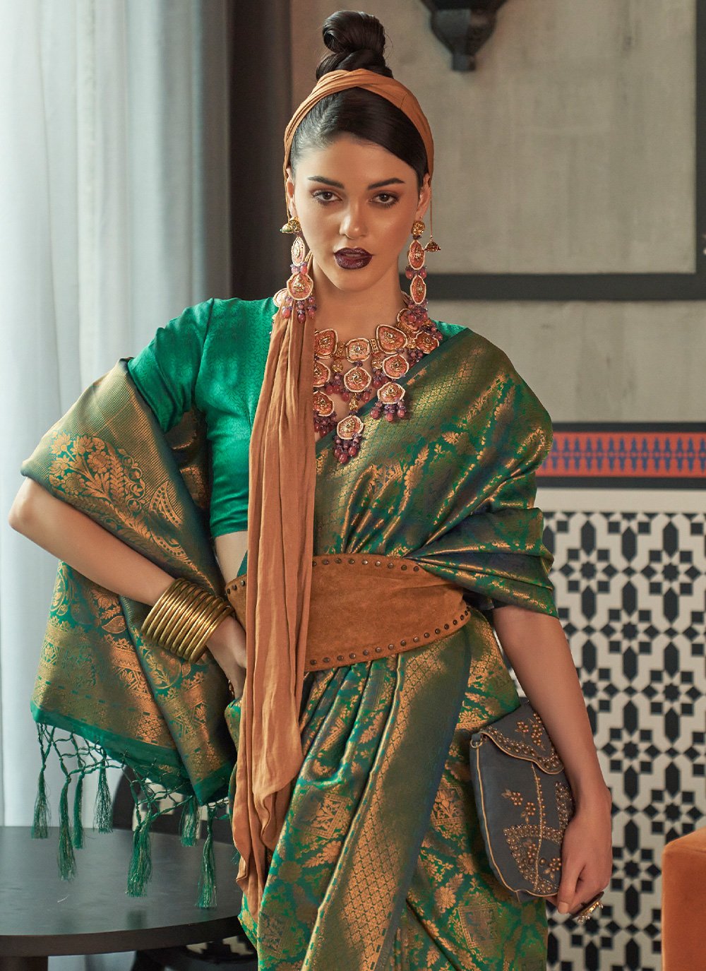 Trendy Saree Silk Green Weaving Saree