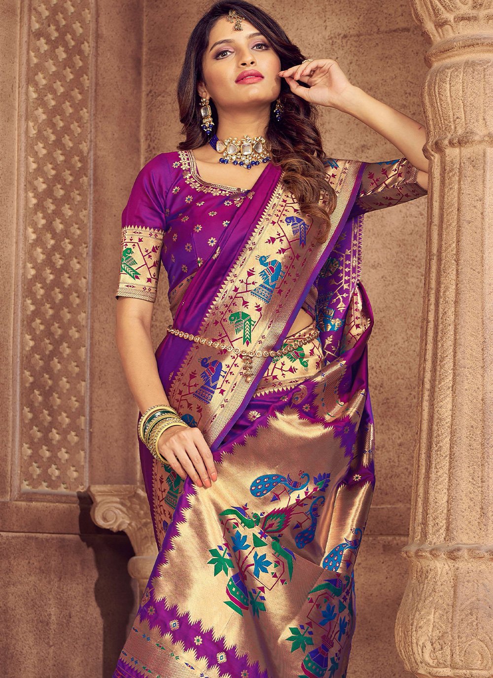 Trendy Saree Silk Purple Weaving Saree