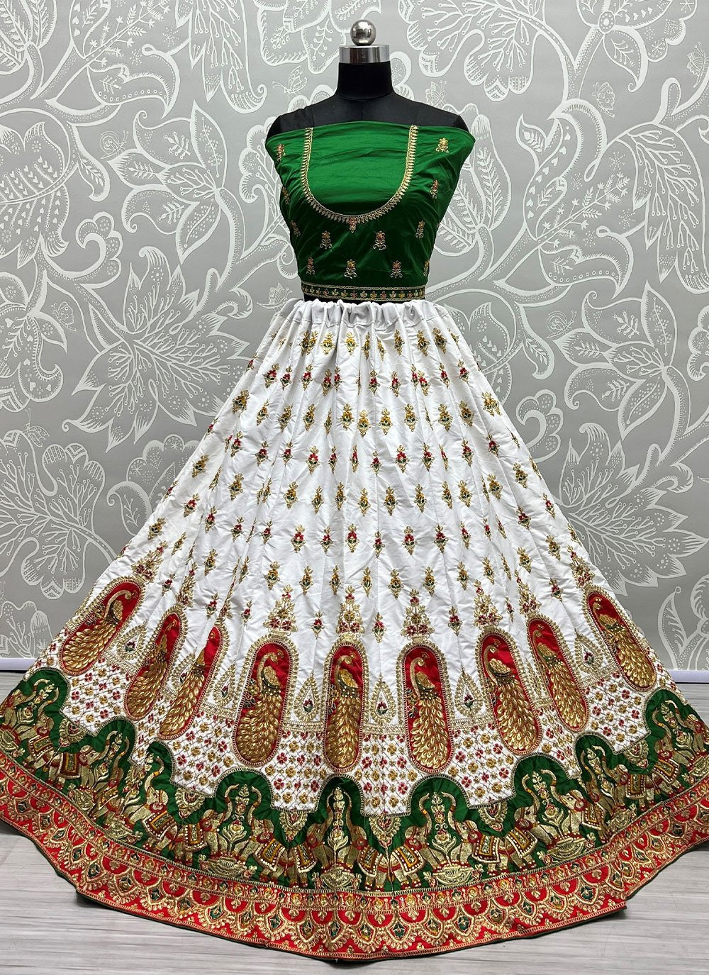 A Line Lehenga Silk White Dori Work Lehenga Choli