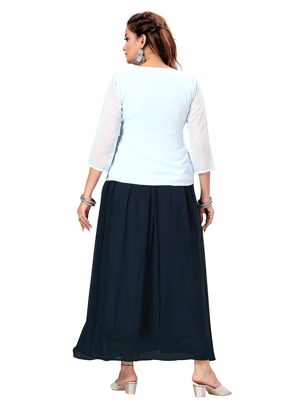 Gown Georgette Blue Stone Gown