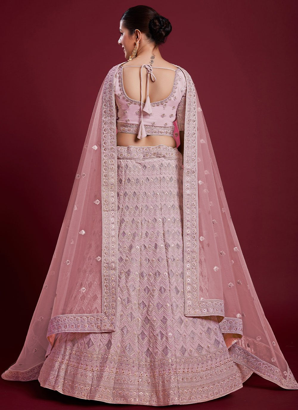 Lehenga Choli Georgette Pink Gota Work Lehenga Choli