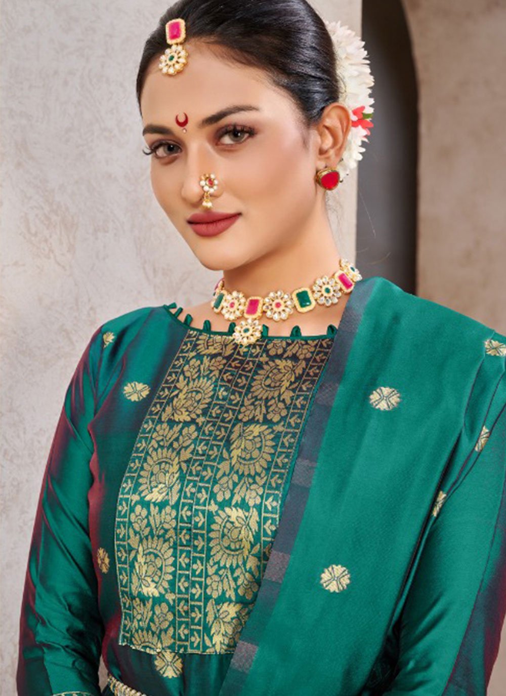 Salwar Suit Tafeta Silk Grey Jacquard Work Salwar Kameez