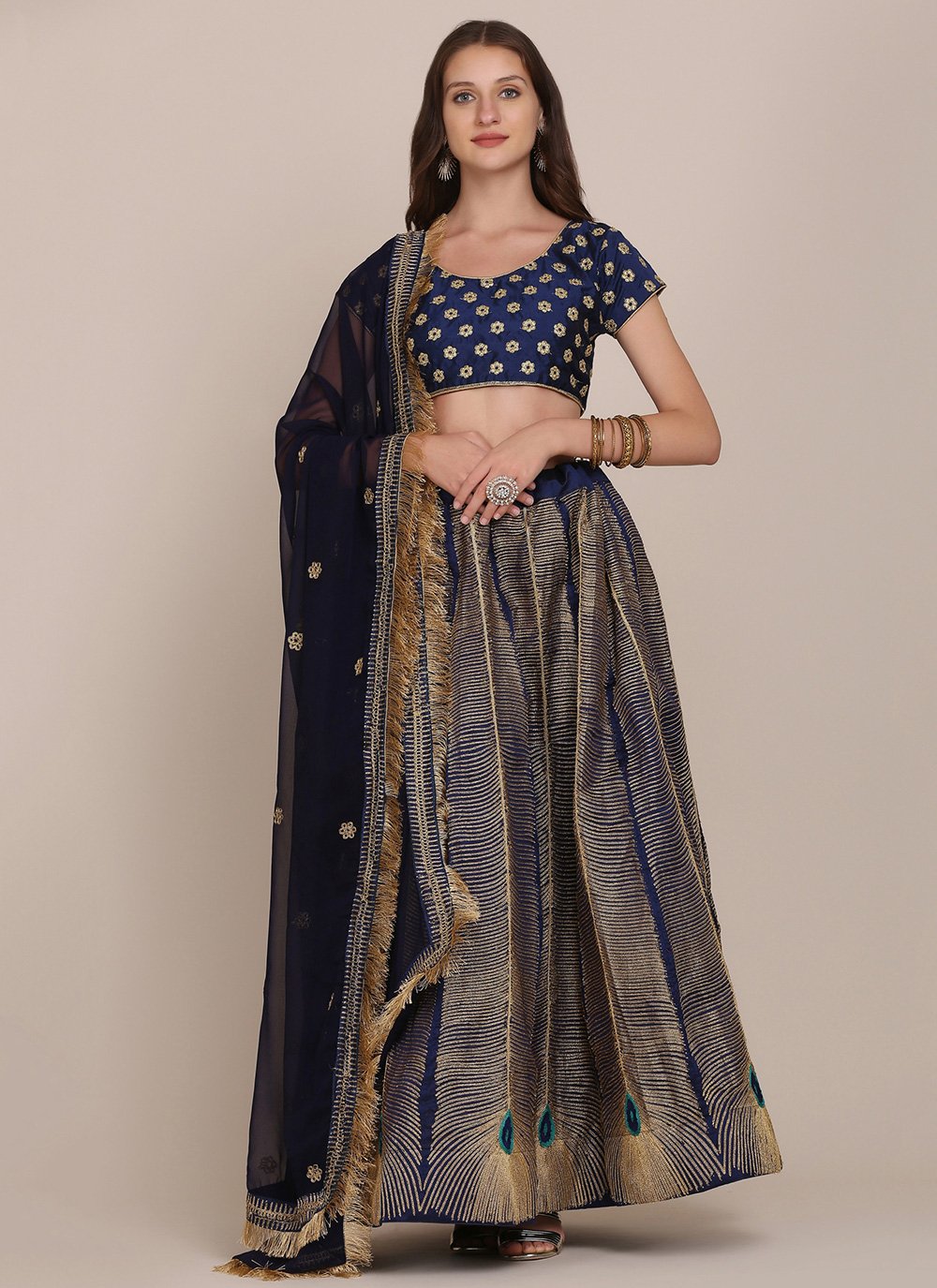 Lehenga Choli Tafeta Silk Multi Colour Abstract Print Lehenga Choli