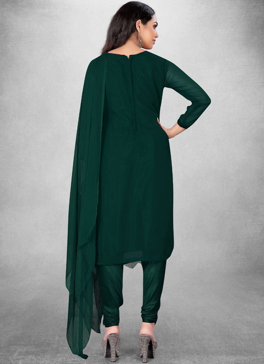 Salwar Suit Georgette Teal Embroidered Salwar Kameez