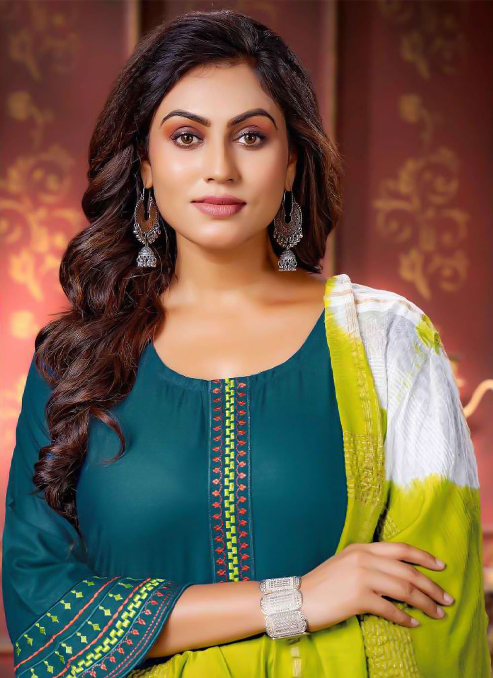 Straight Salwar Suit Rayon Teal Embroidered Salwar Kameez