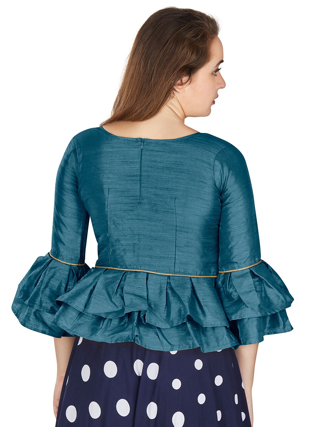 Blouse Art Silk Teal Plain Blouse