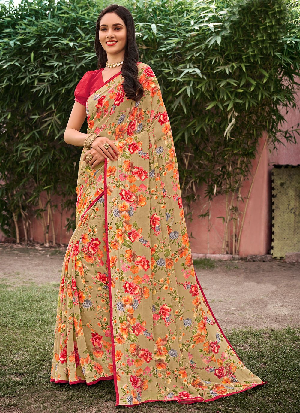 Trendy Saree Georgette Multi Colour Print Saree