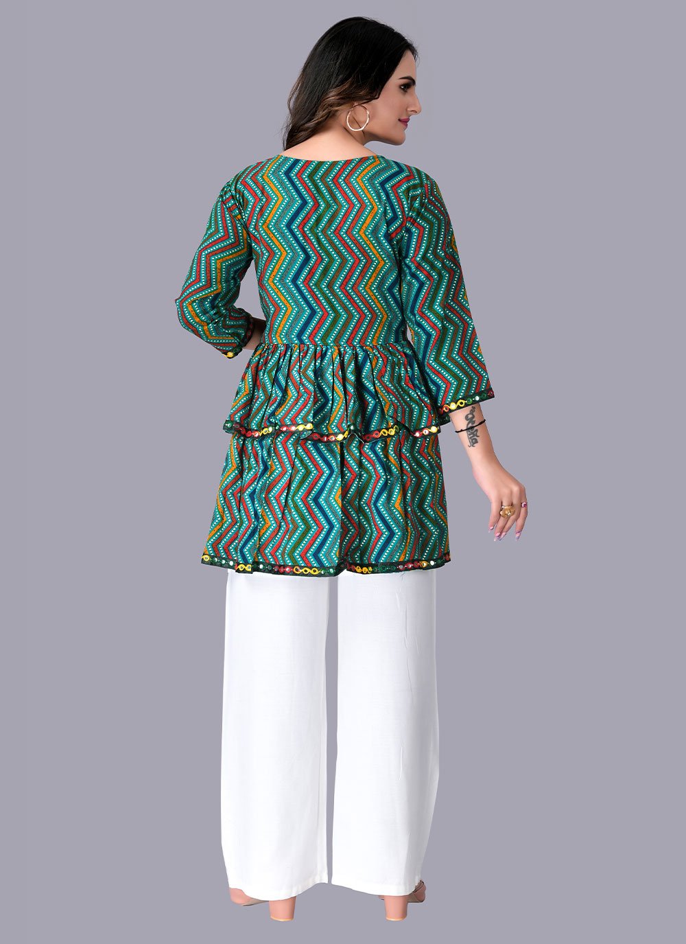 Casual Kurti Rayon Turquoise Foil Print Kurtis