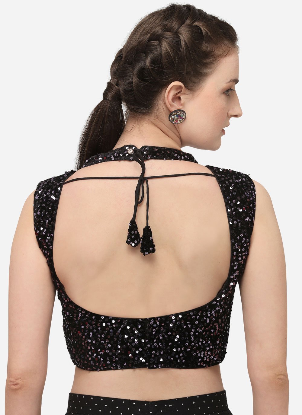 Blouse Velvet Black Sequins Blouse