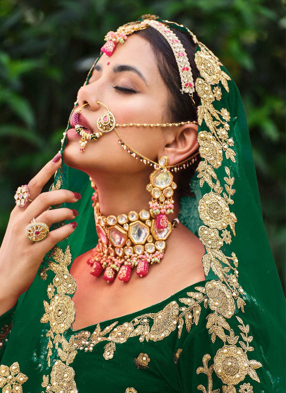 Lehenga Choli Velvet Green Dori Work Lehenga Choli