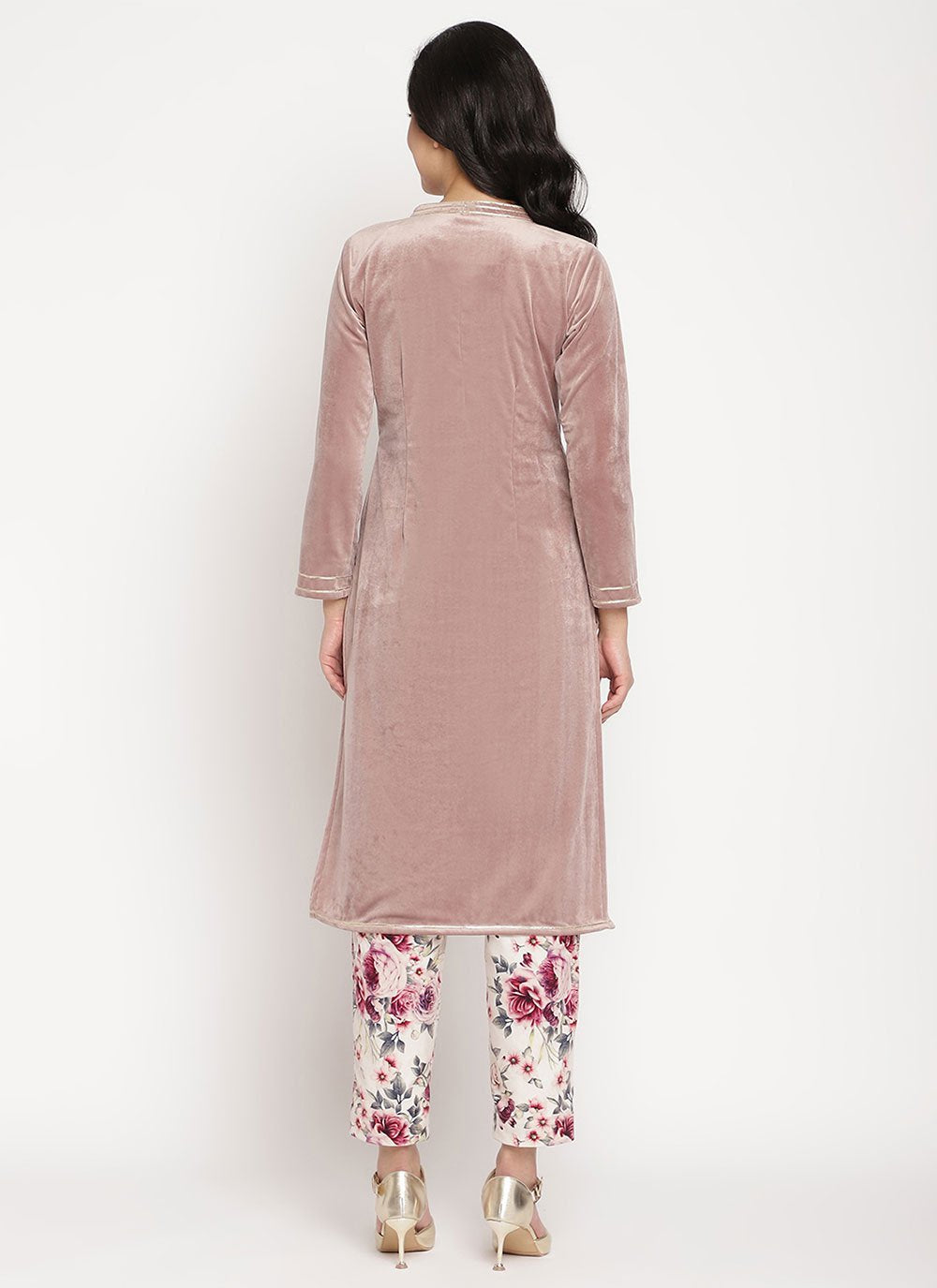 Casual Kurti Velvet Pink Digital Print Kurtis