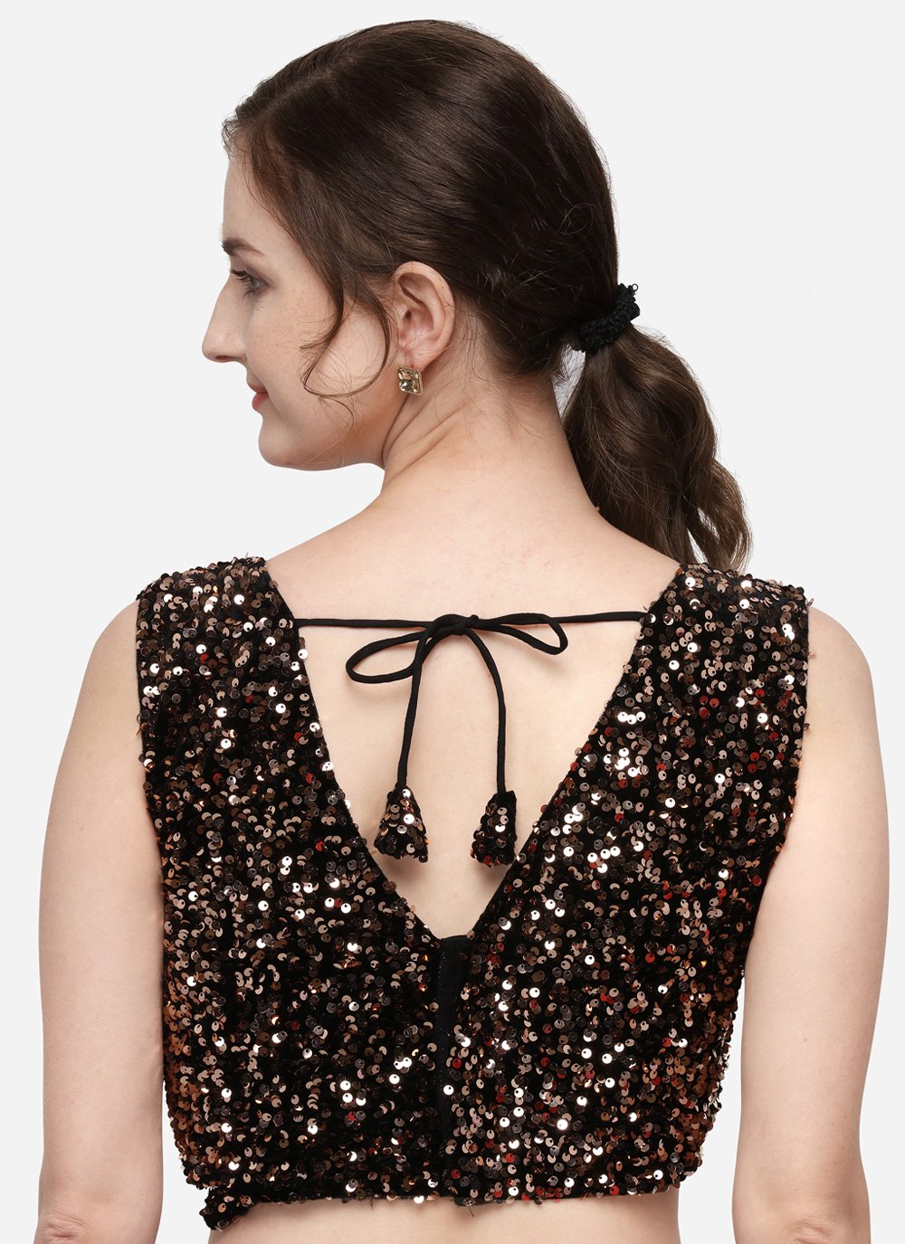 Blouse Velvet Brown Sequins Blouse