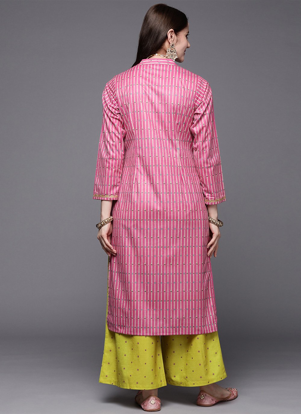 Party Wear Kurti Velvet Pink Woven Kurtis