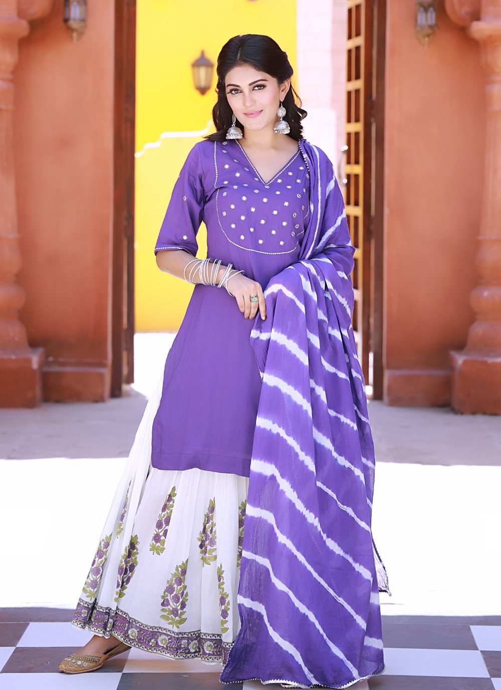 Salwar Suit Fancy Fabric Violet Embroidered Salwar Kameez
