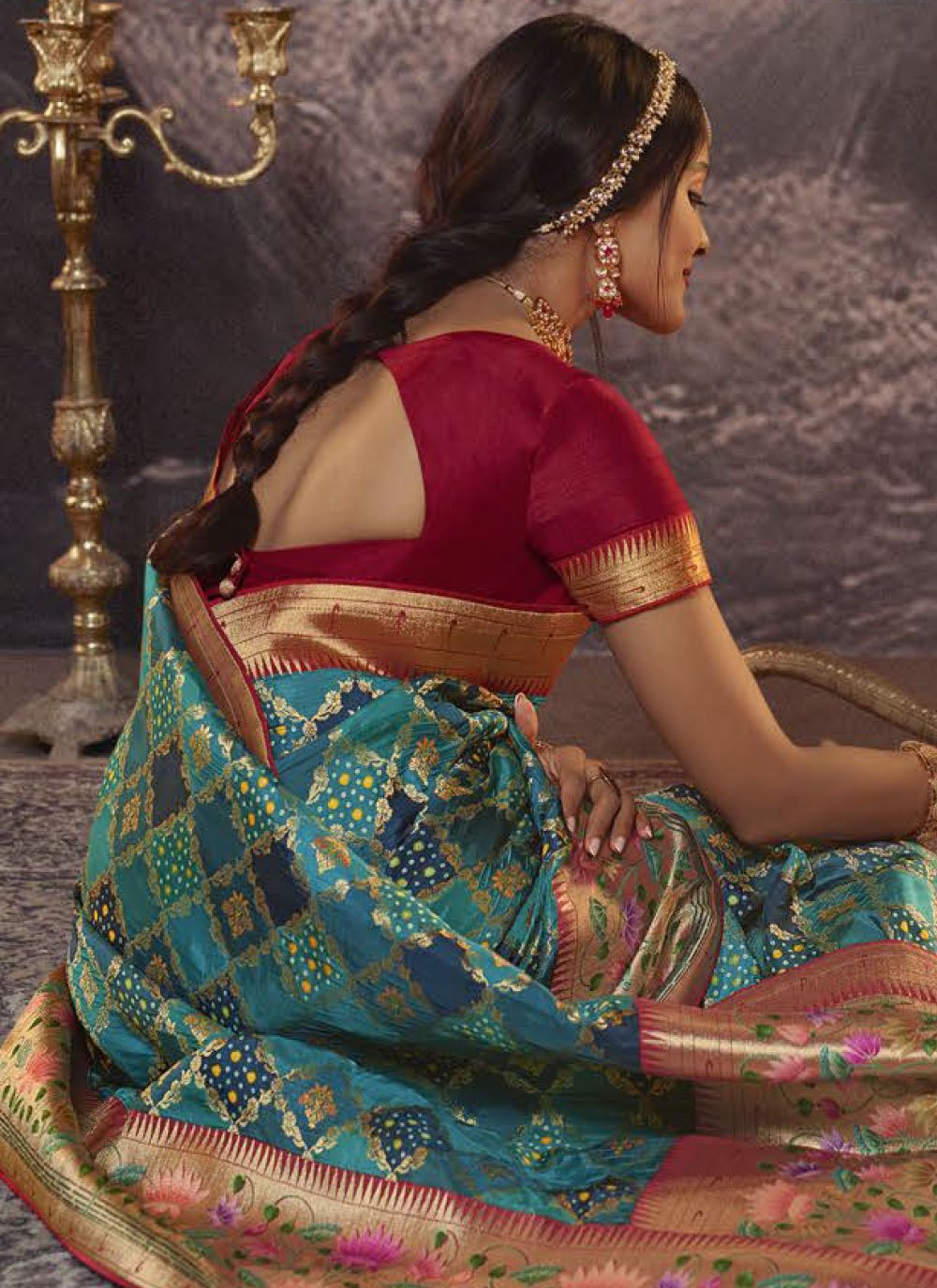 Designer Viscose Aqua Blue Weaving Saree