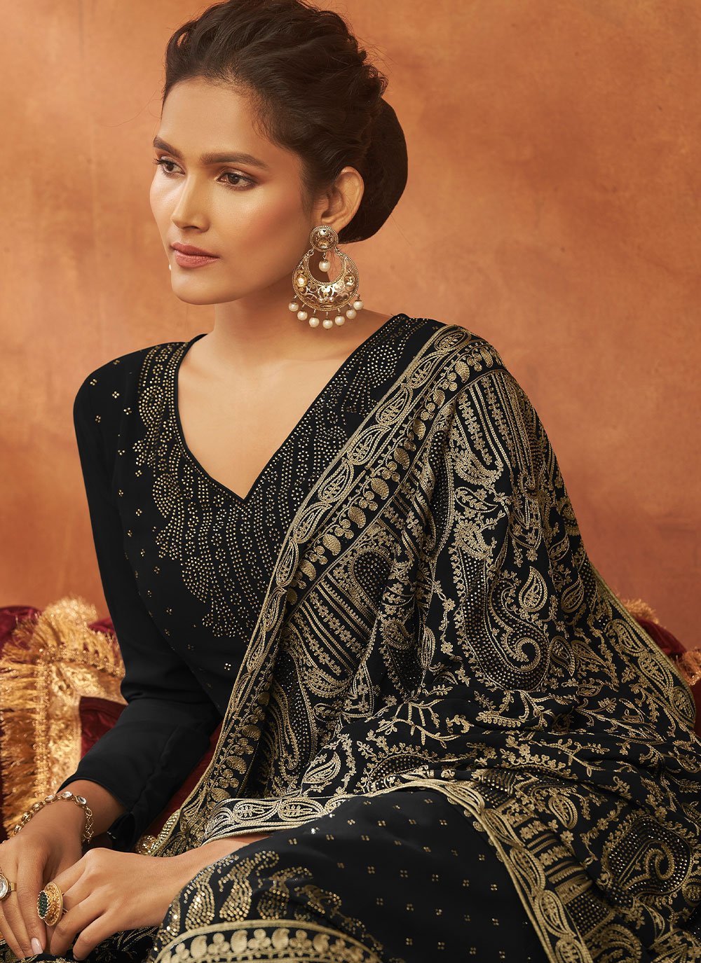 Salwar Suit Georgette Viscose Black Diamond Salwar Kameez