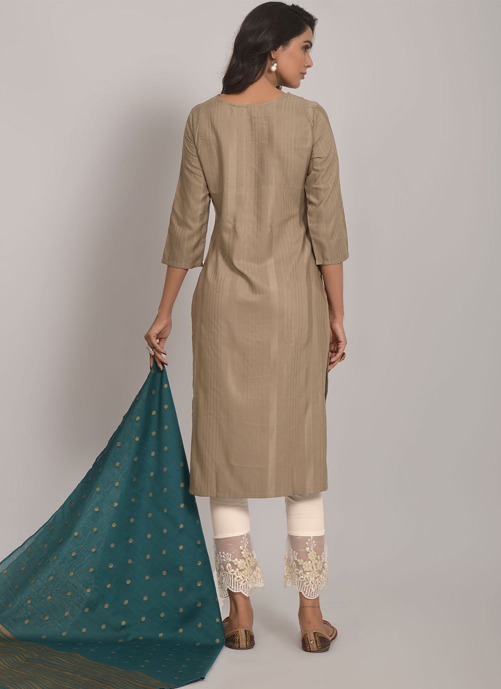 Designer Salwar Suit Rayon Viscose Brown Embroidered Salwar Kameez