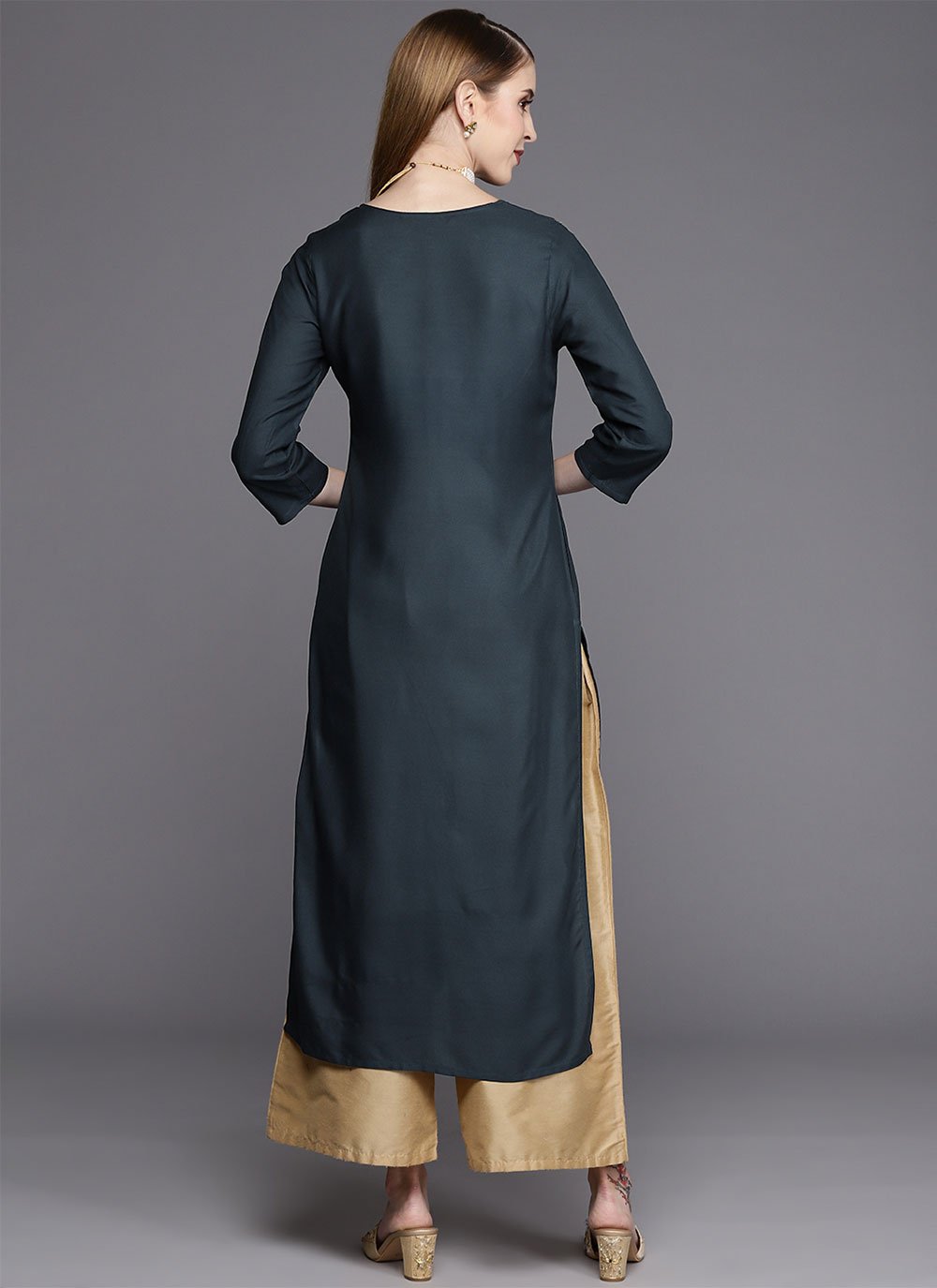 Casual Kurti Rayon Viscose Teal Print Kurtis