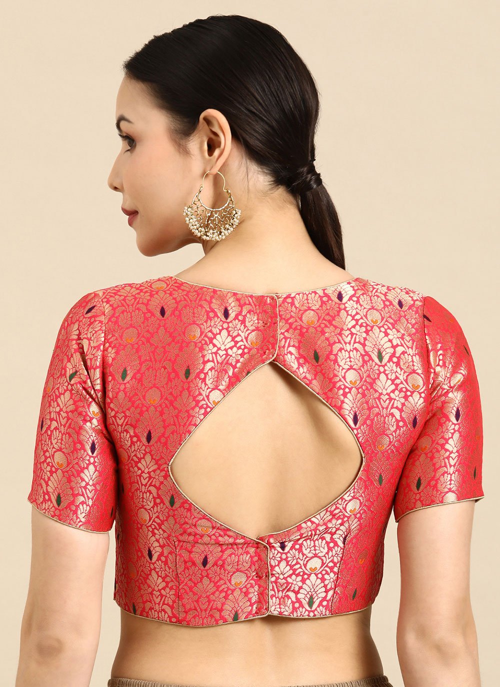 Blouse Banarasi Jacquard Red Weaving Blouse