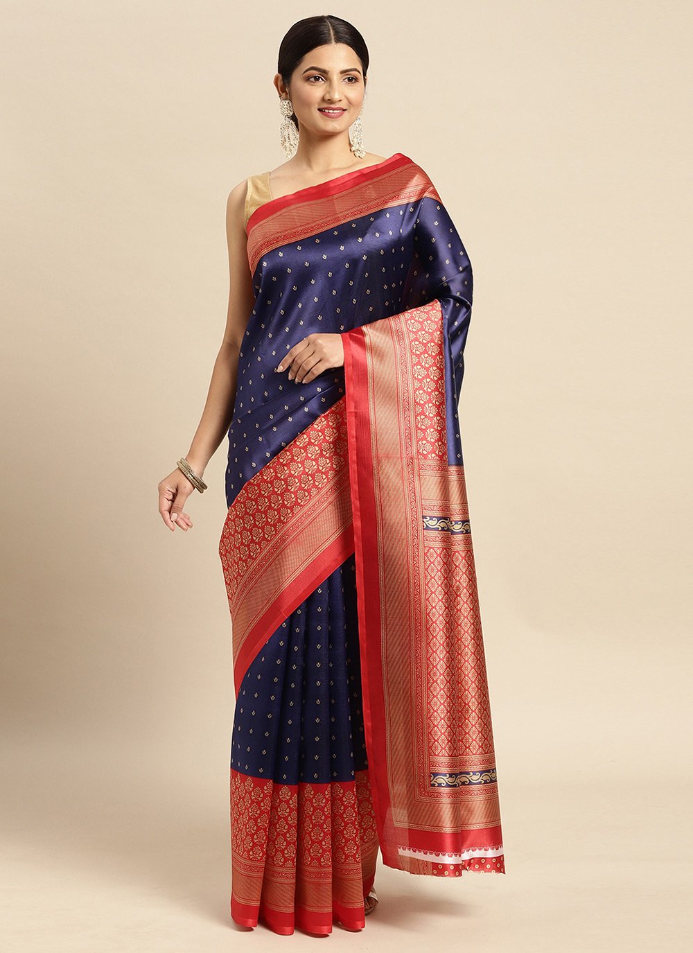 Casual Art Silk Blue Weaving Saree