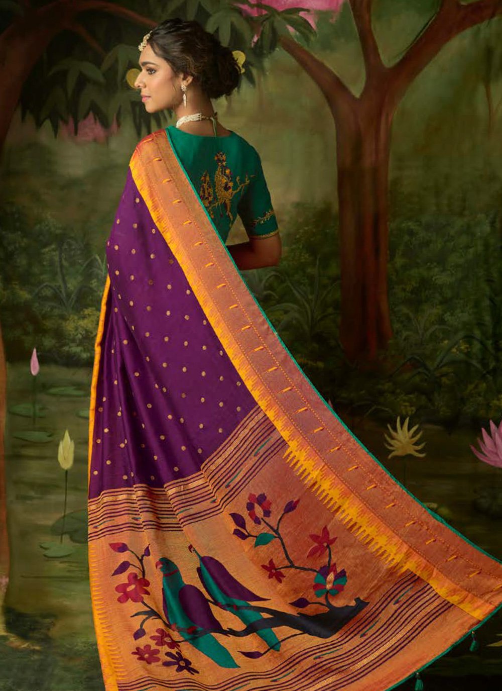 Designer Brasso Purple Weaving Saree