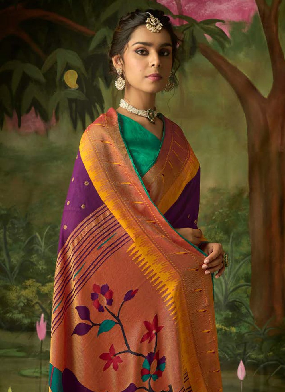 Designer Brasso Purple Weaving Saree
