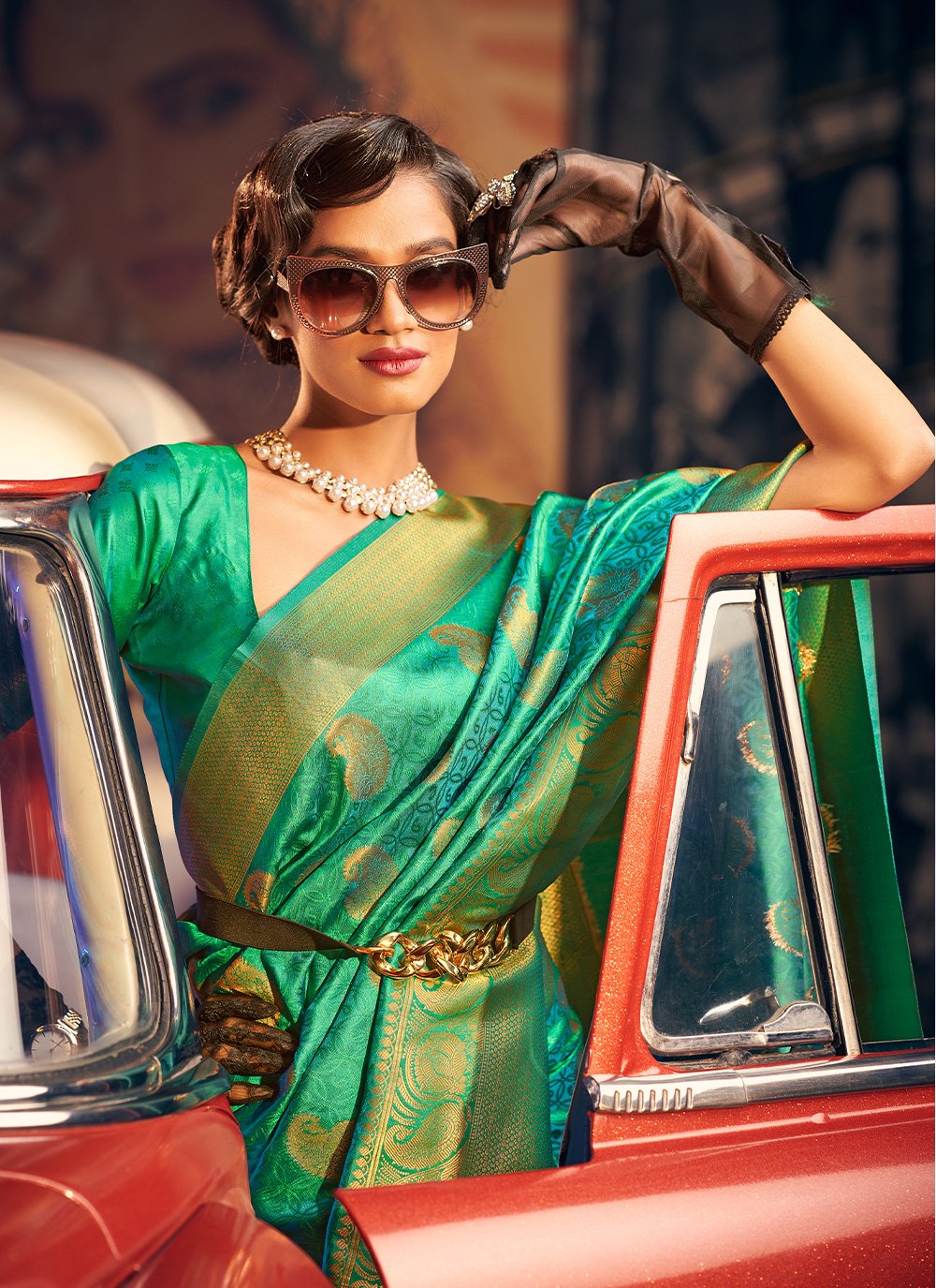 Contemporary Handloom Silk Sea Green Weaving Saree