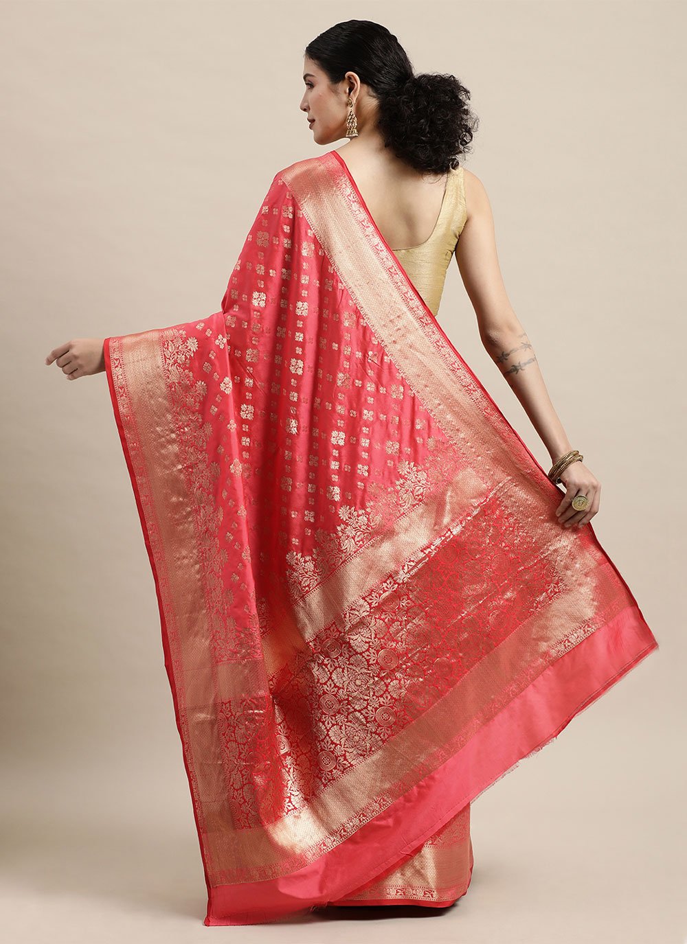 Classic Silk Pink Weaving Saree