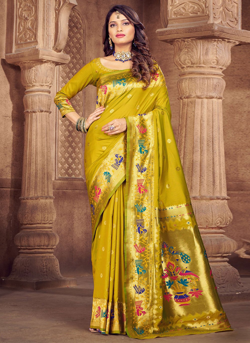 Classic Silk Green Weaving Saree