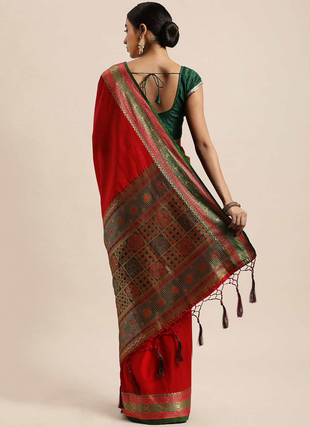 Contemporary Silk Red Weaving Saree