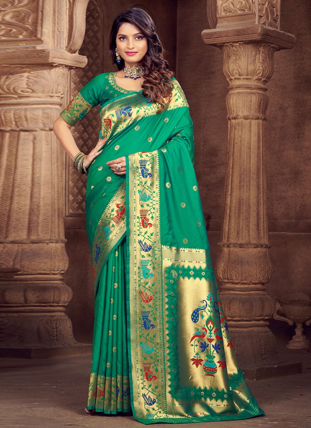 Trendy Saree Silk Green Weaving Saree