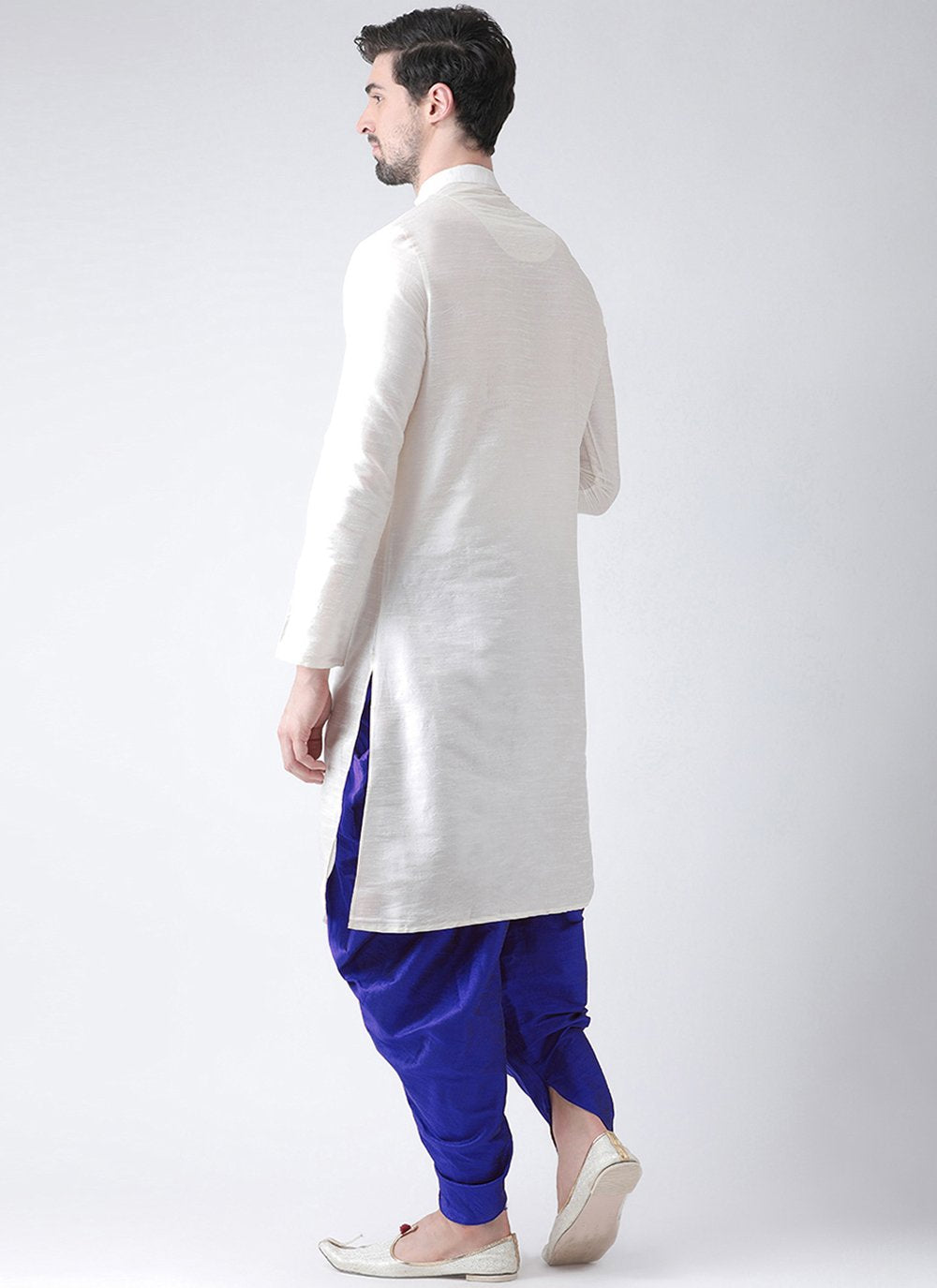 Angrakha Art Dupion Silk White Embroidered Mens