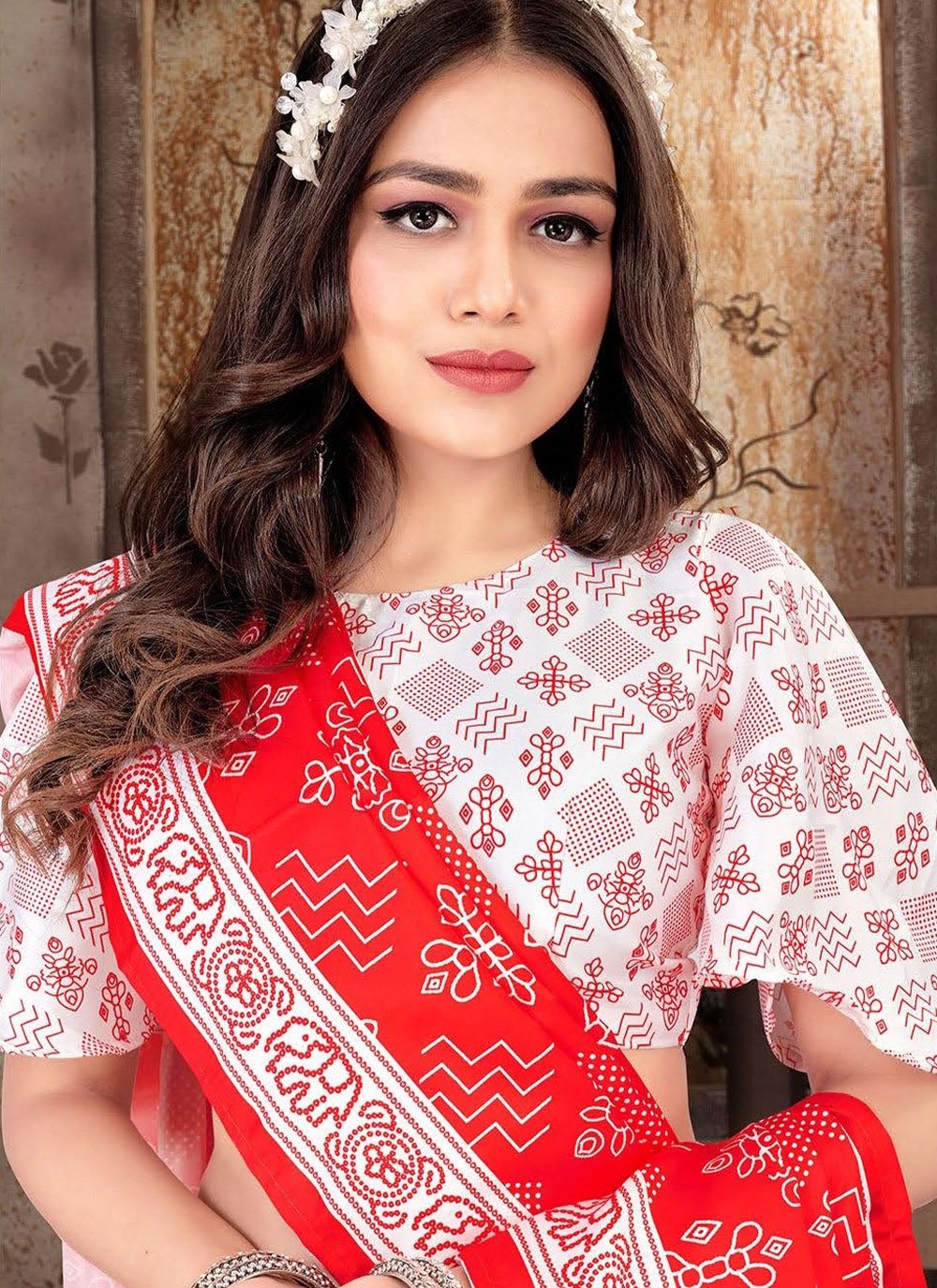 Lehenga Choli Satin Silk White Print Lehenga Choli