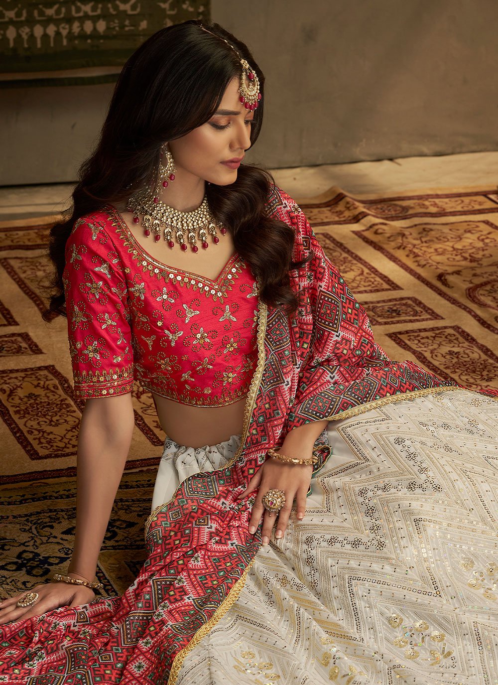 Lehenga Choli Georgette White Sequins Lehenga Choli