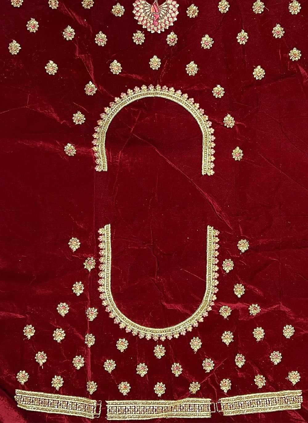 A Line Lehenga Velvet Wine Diamond Lehenga Choli