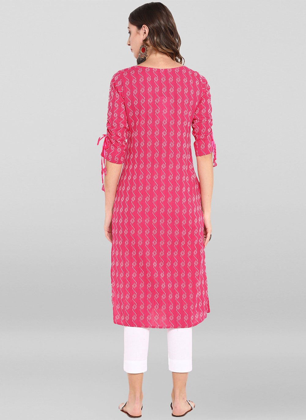 Casual Kurti Cotton Pink Woven Kurtis