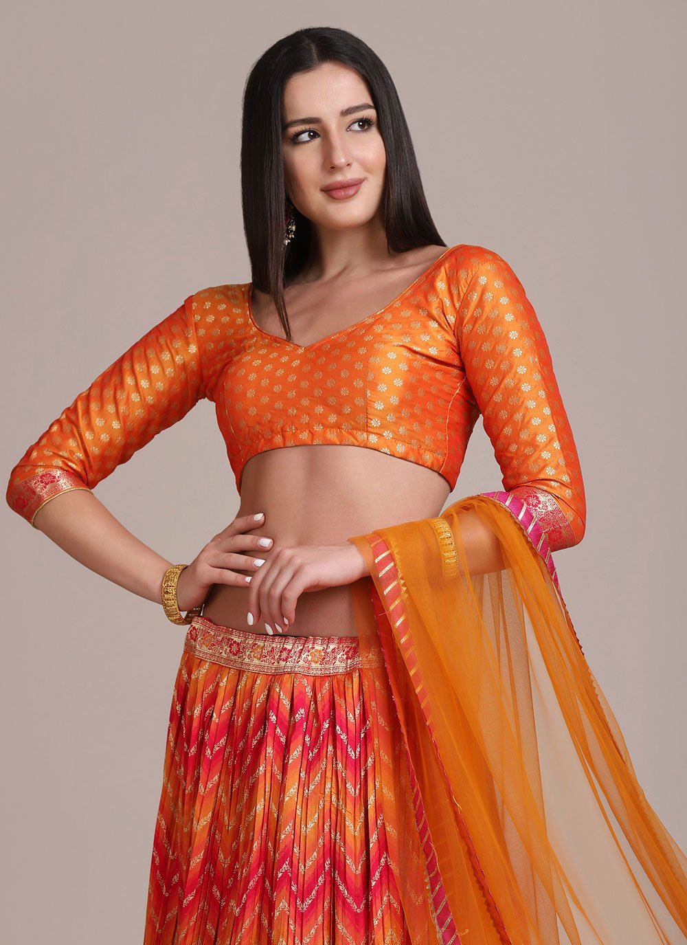 Lehenga Choli Silk Multi Colour Woven Lehenga Choli
