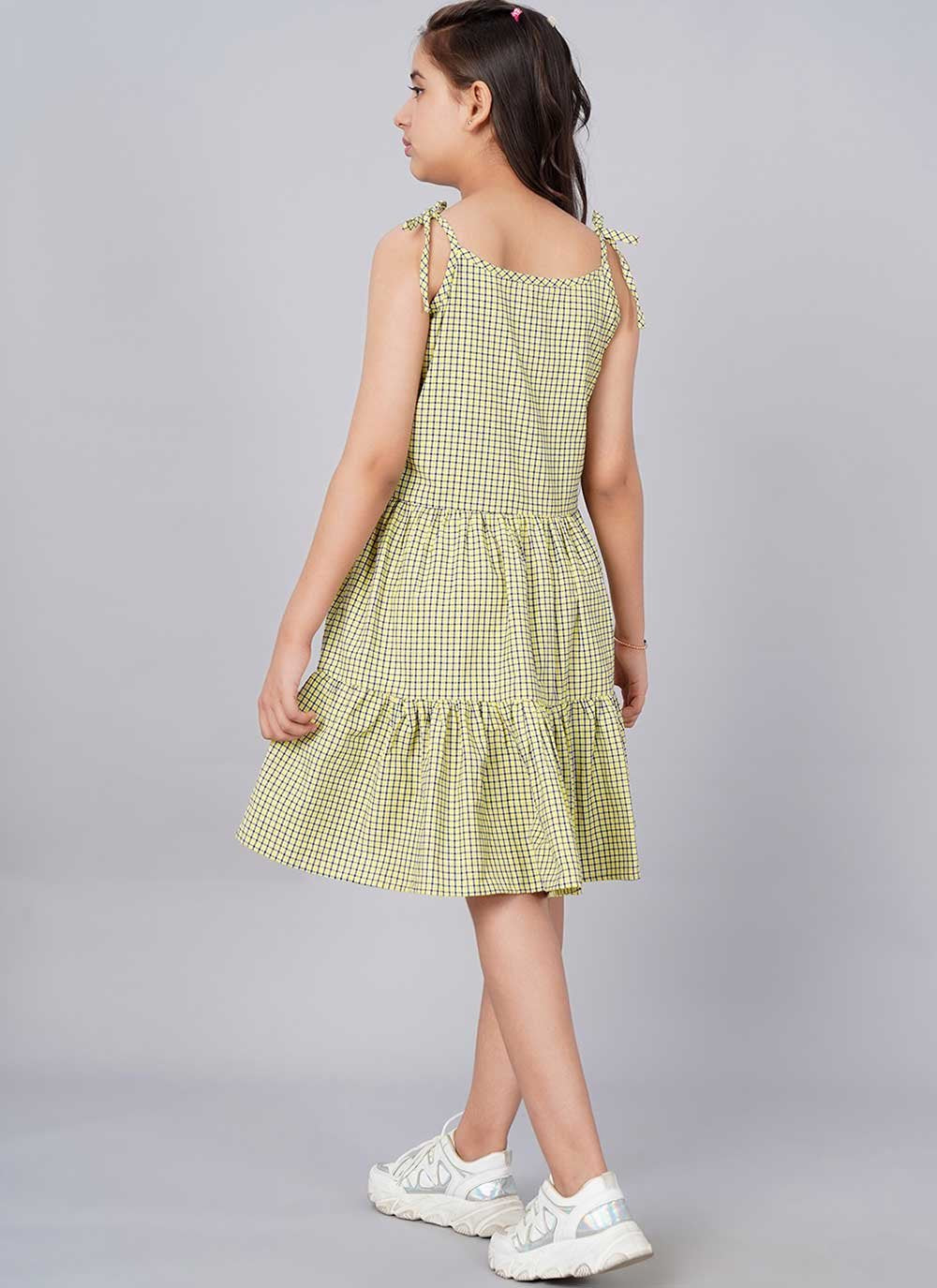 Casual Kurti Cotton Green Woven Kids