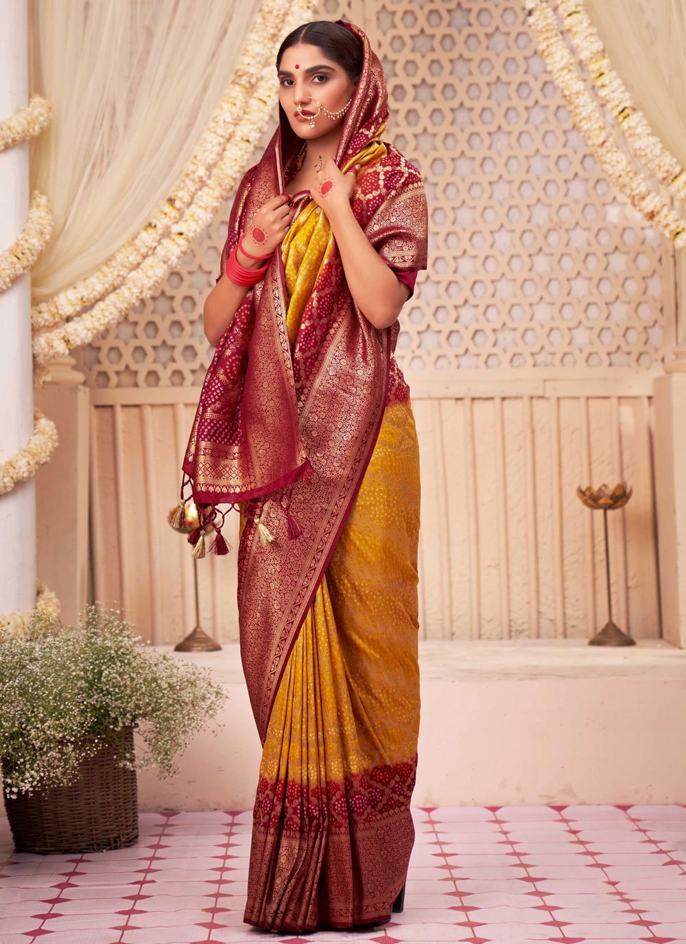 Classic Raw Silk Yellow Woven Saree
