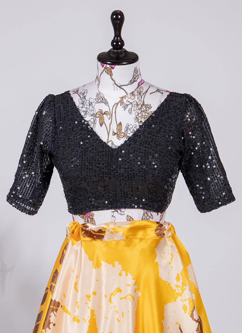 Lehenga Choli Satin Silk Yellow Print Lehenga Choli